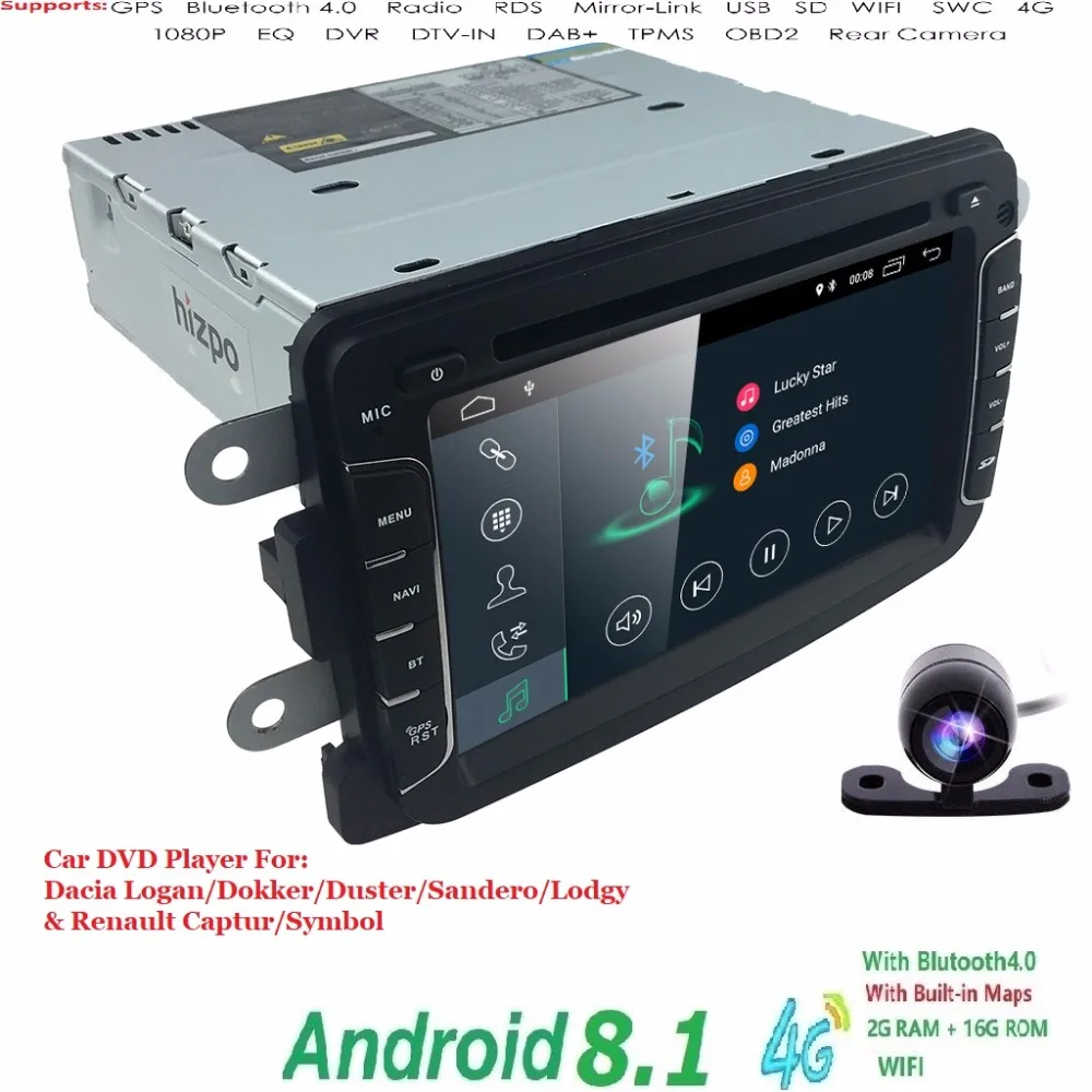 Android8.1 2 г + 16 4G gps Навигатор Радио для Dacia Renault Duster Logan Sandero автомобильный