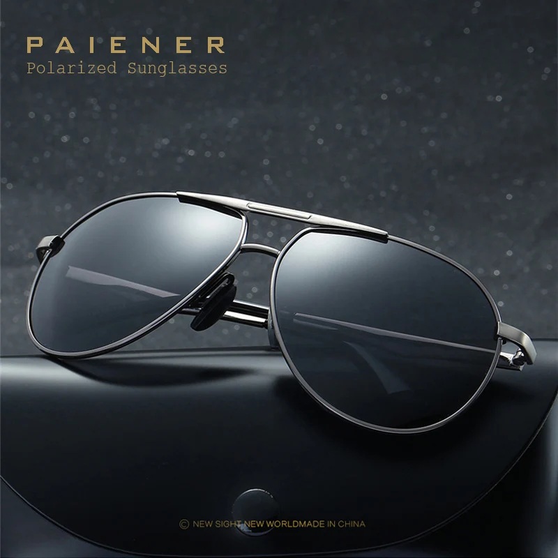 Солнцезащитные очки Мужские поляризационные в алюминиевой оправе авиаторы с