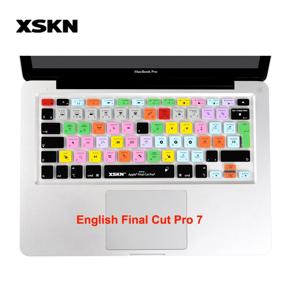 XSKN Hotkeys Final Cut Pro 7 ярлык силиконовый чехол для клавиатуры Apple alumium Беспроводная