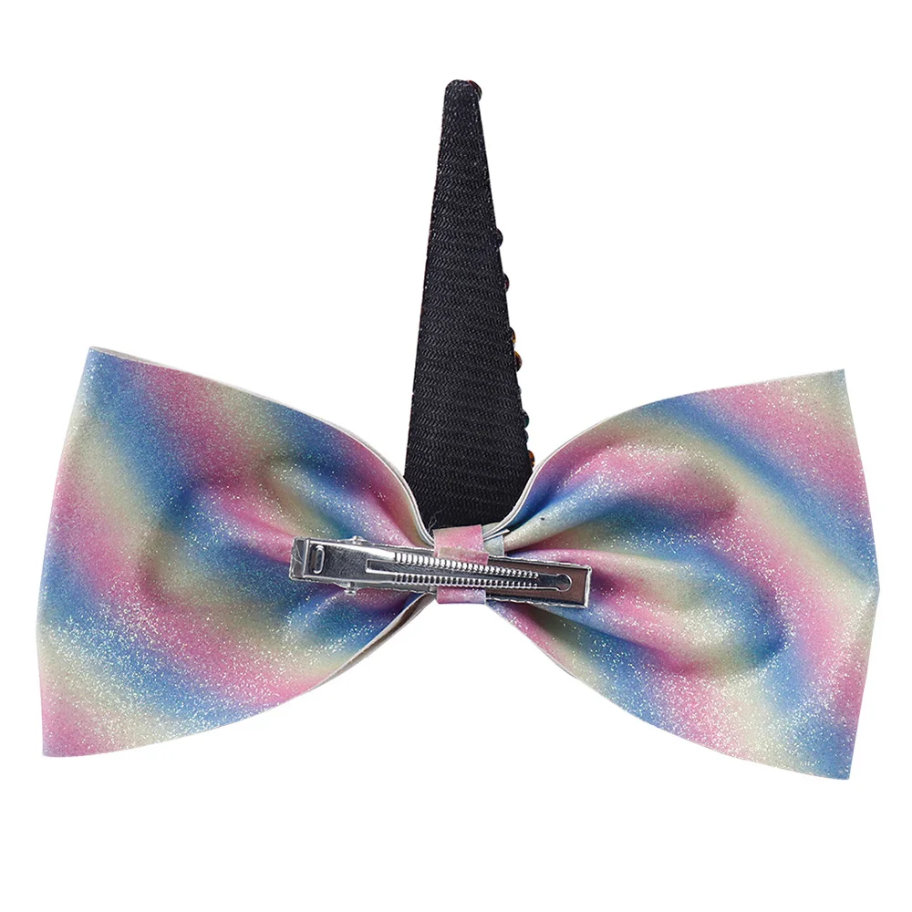 6 Inch Glitter Rainbow Unicorn Baby Bows Sequin Horn With Flower Clothing Hair Clips For Kids Girls Accessories | Детская одежда и