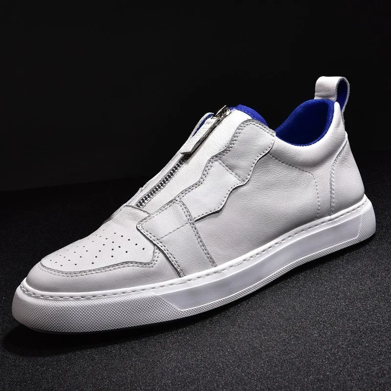 Дизайнерская повседневная обувь из натуральной кожи мужская на Плоском Каблуке