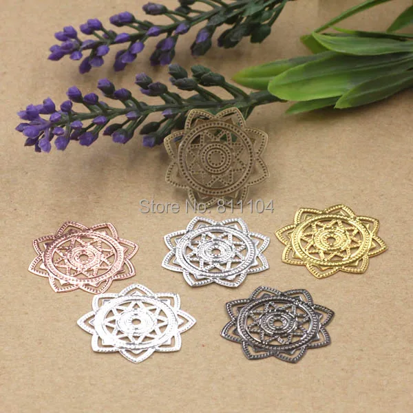 30 мм многоцветные латунные металлические чистый филигранный круг Цветочные