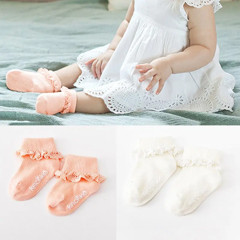 2017 милые детские дизайнерские носки белые розовые кружевные с оборками | Мать и