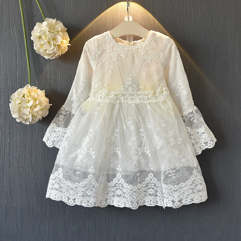 Модные Повседневные платья для девочек 2018 кружевные вечерние принцессы с