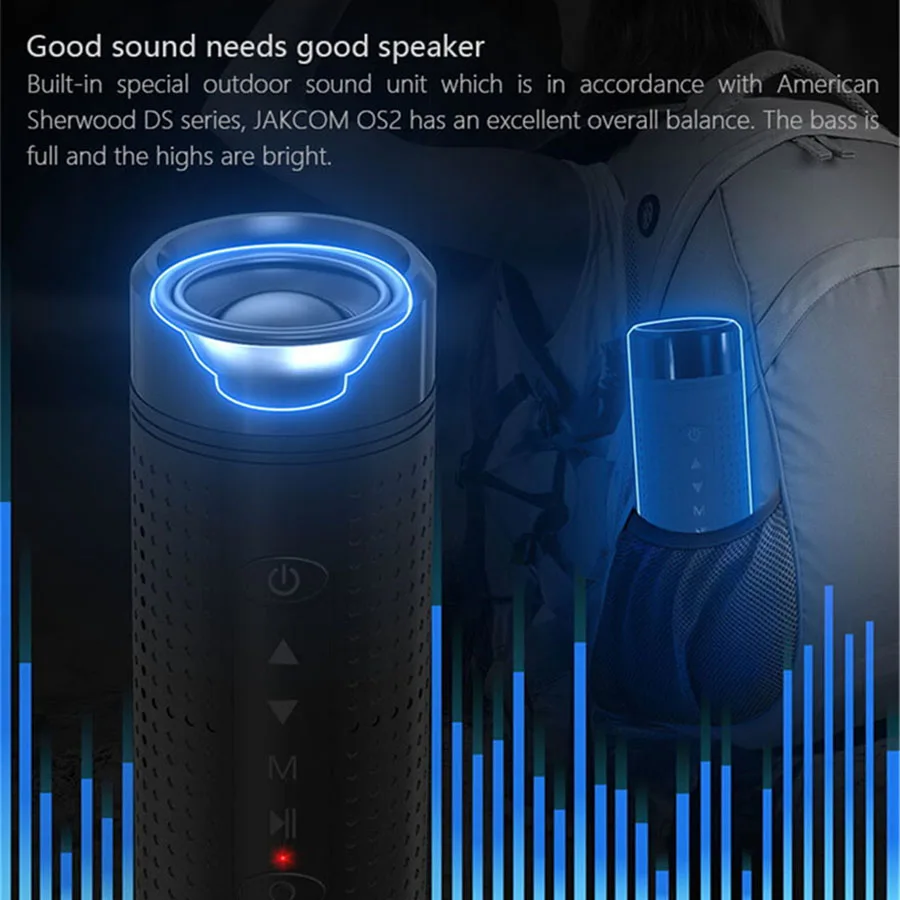 Jakcom OS2 открытый Bluetooth динамик водонепроницаемый беспроводной громкий динамик 5200 мАч Внешний аккумулятор умный светодиодный фонарик fm-радио Саундбар