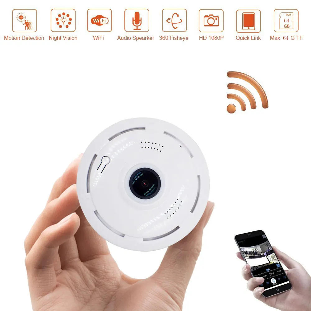MX 1080 P 360 градусов панорамный Wi-Fi ip-видео Камера Ночное видение сигнализации ИК