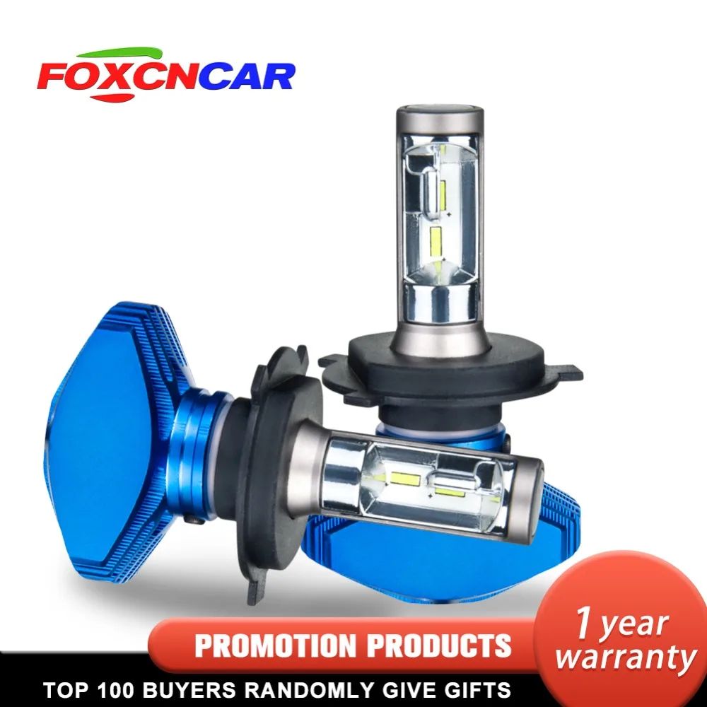 Foxcnsun 2 шт. H4 светодиодный H7 H11 H8 9006 HB4 H1 H3 HB3 H9 9005 для автомобильных фар Светодиодный