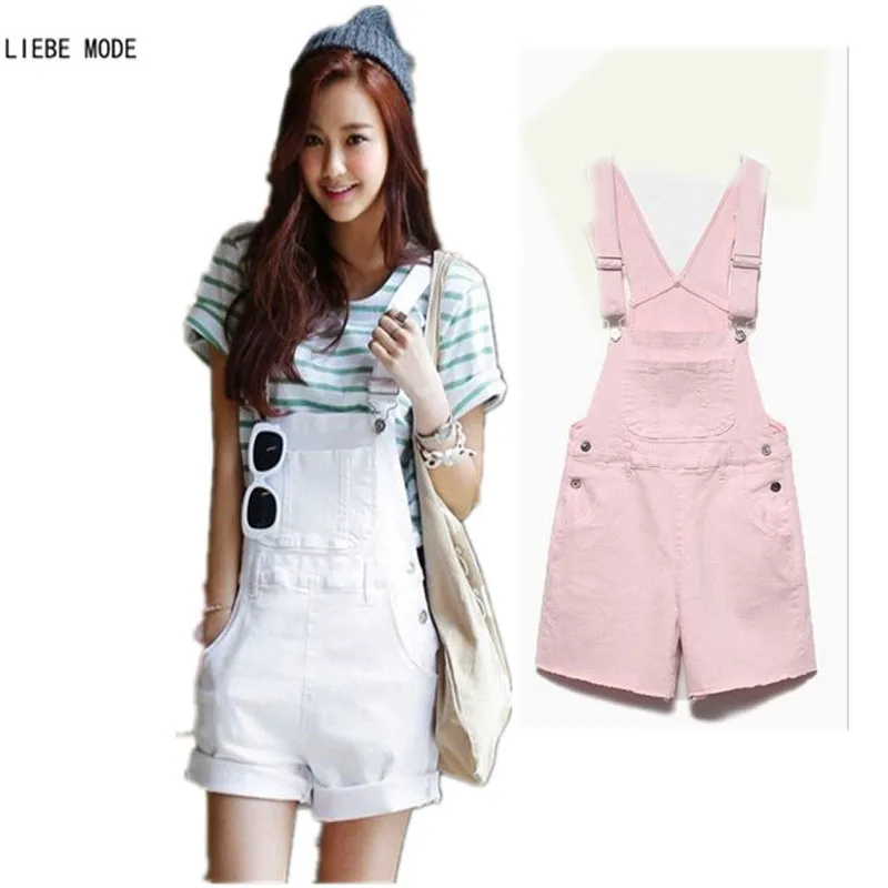 Модный Бренд 2015 джинсовый комбинезон для женщин джинсовые шорты черный белый