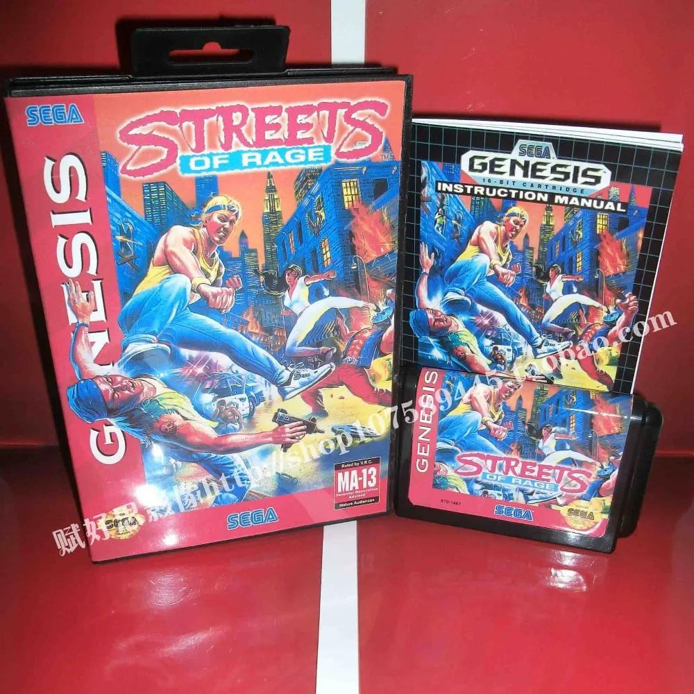 Sega MD игра улицы ярости с коробкой и руководством для 16 бит игровой картридж Megadrive