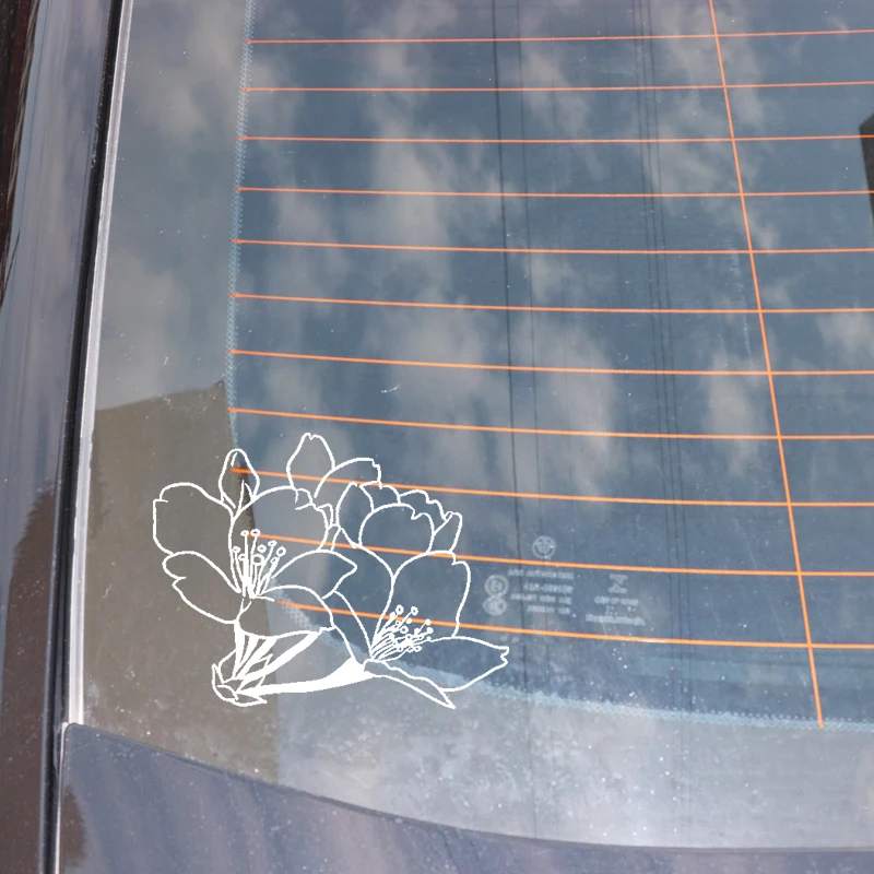 

YJZT 15.9CM*12.3CM Personality Decoration Of Flowers Car Sticker Vinyl Decal Black/Silver C23-1122
