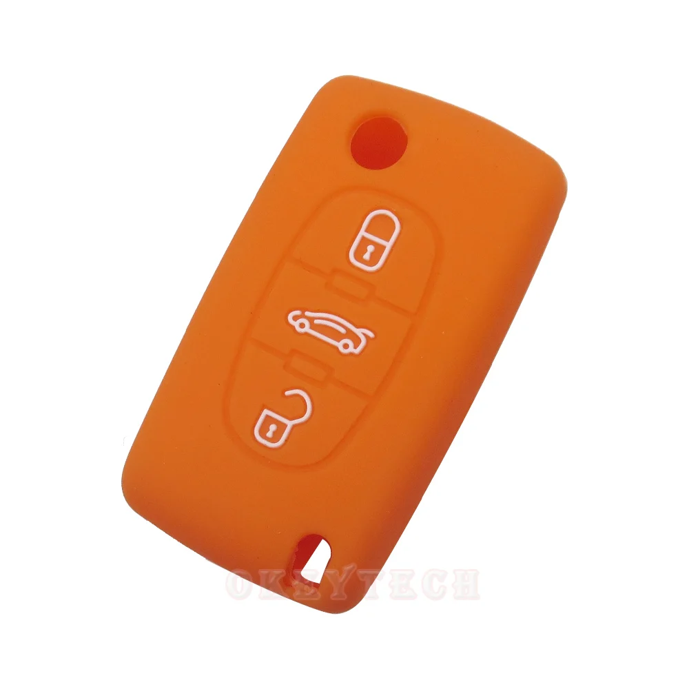 Силиконовый чехол для ключей OkeyTech 3 кнопки Peugeot 207 407 407SW Citroen C4 C5 C6 C8 автомобильный