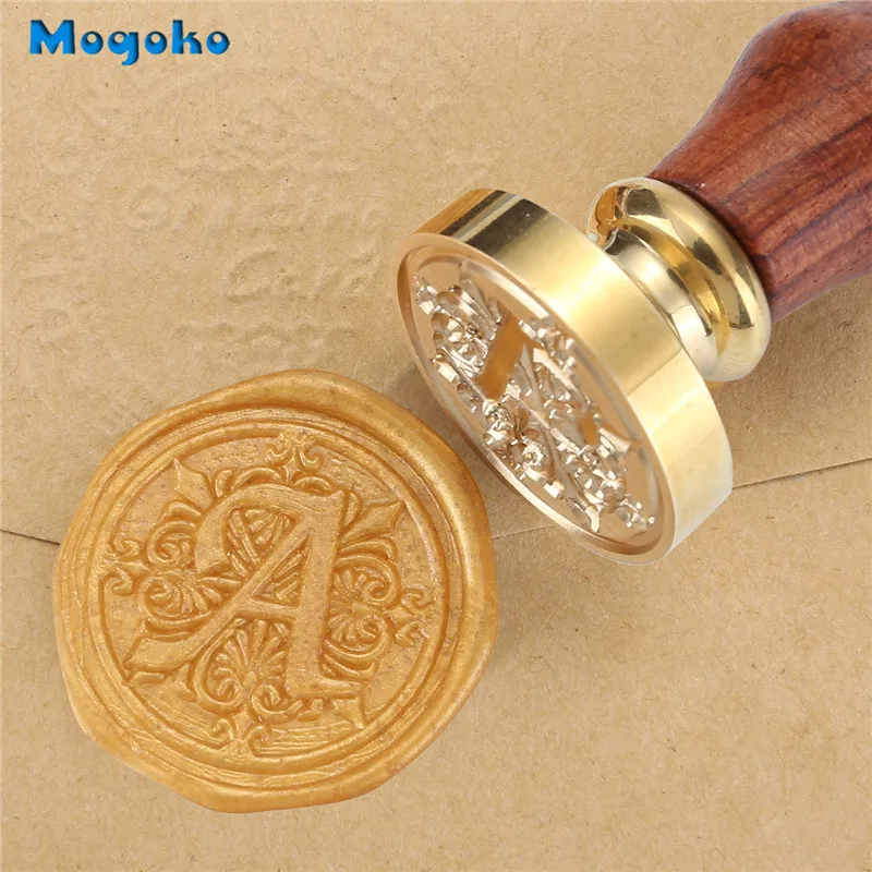 Mogoko 1x печатные восковые штампы винтажная деревянная ручка буква ириса Алфавит