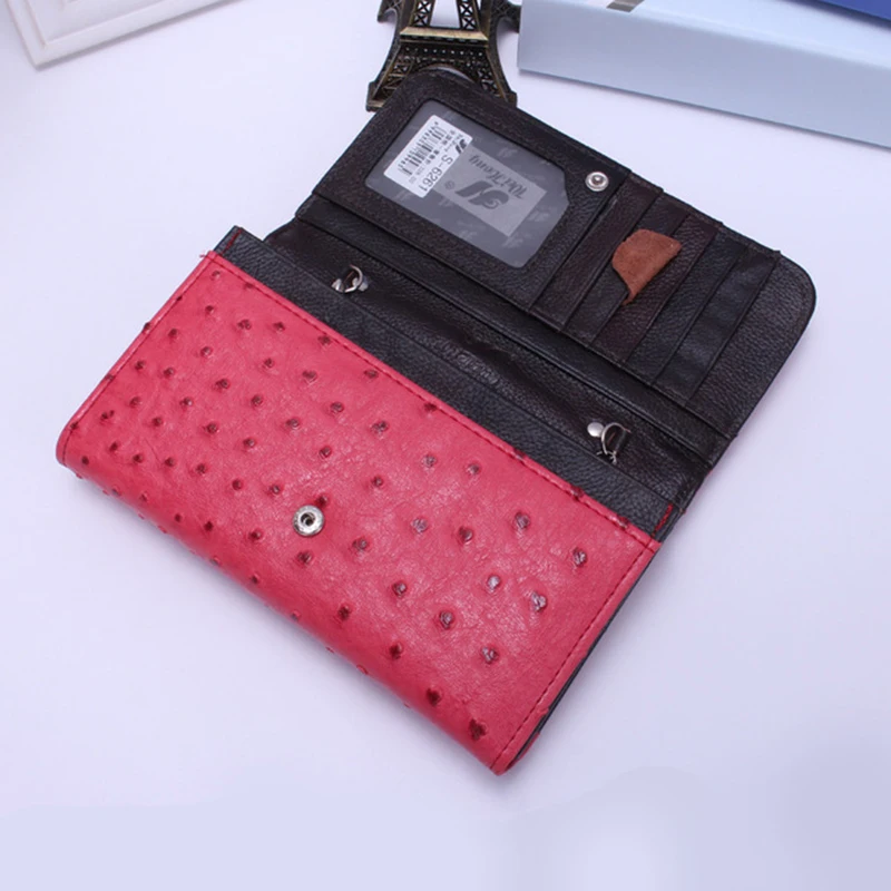 Famous design totes ostrich pattern multi-function wallet solid color long women's Card Holder mobile phone bag | Багаж и сумки