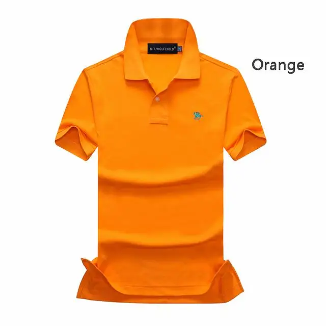 orange Хорошее качество, лето, мужские рубашки поло с коротким рукавом, хлопок, повседневные мужские рубашки поло с маленькой лошадкой, модные тонкие мужские топы - Цвет: orange
