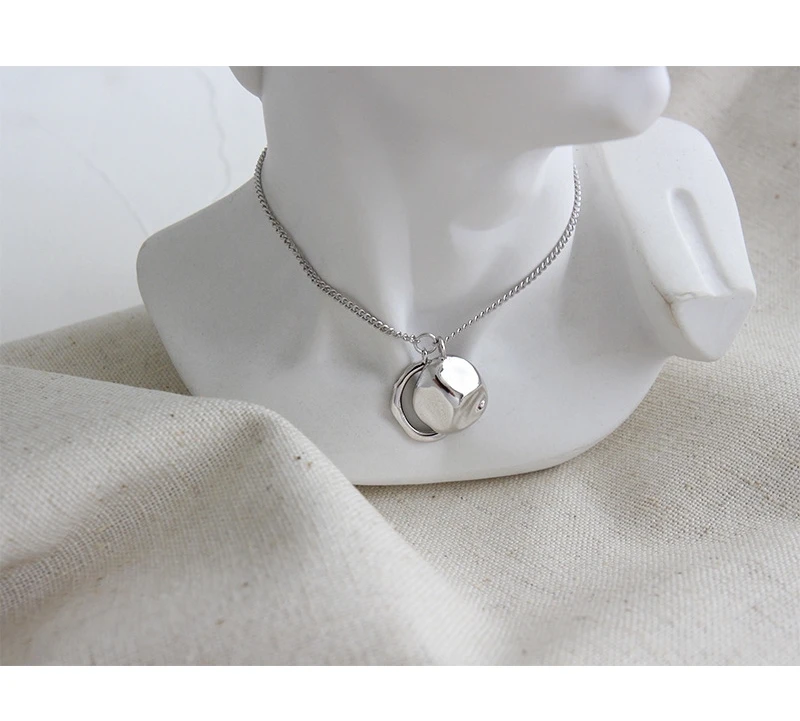 LouLeur, настоящее 925 пробы, серебряное ожерелье с подвеской, s, геометрическое, неправильный круг, простое ожерелье с цепочкой, женское золотое ювелирное изделие, подарок