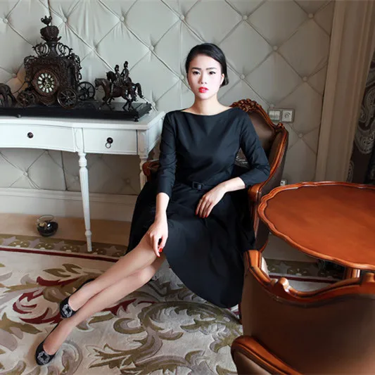 Платье Одри Хэпберн с вырезом лодочкой винтажное черное платье большого размера