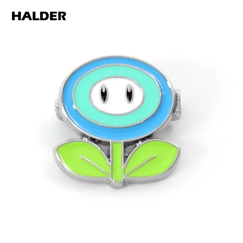 Игра halder Super Mario Bros Луиджи, гриб вопрос знак цветок броши Рыба значок с эмалью значок для рюкзака джинсовый брелок - Окраска металла: blue flower
