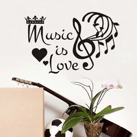 music is love wall art murals vinyl sticker home decor for bedroom self adhesive wallpaper music notes crown decals living room