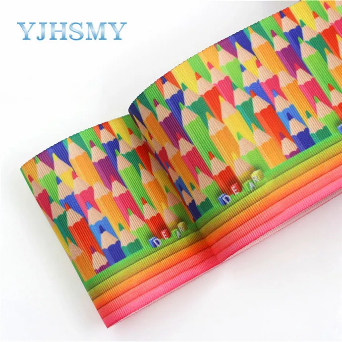 G-18620-540 YJHSMY G-18620-536, 75 мм 5 ярдов мультфильм карандаш весы напечатаны корсажные ленты, DIY ручной работы аксессуары для волос свадебный подарок обертывание - Цвет: G-18620-540