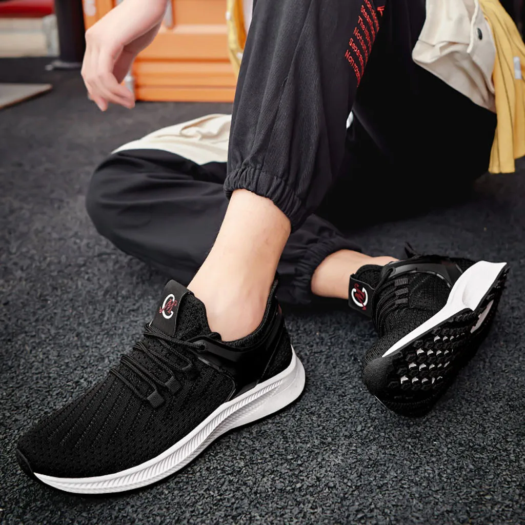 Popular Fashion Casual Shoes For Men Spring Autumn Breathable Flying Weave Sports Zapatillas sneaker adult Non-slip Male | Спорт и