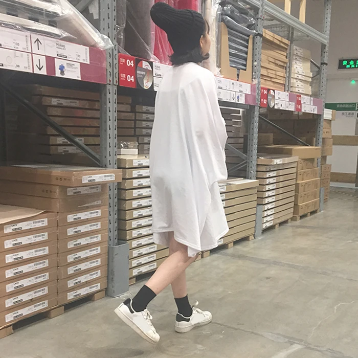 Женские топы тройники новые корейские Блузы Ulzzang женские Harajuku с длинным рукавом летучая мышь цветные футболки размера плюс свободная белая футболка