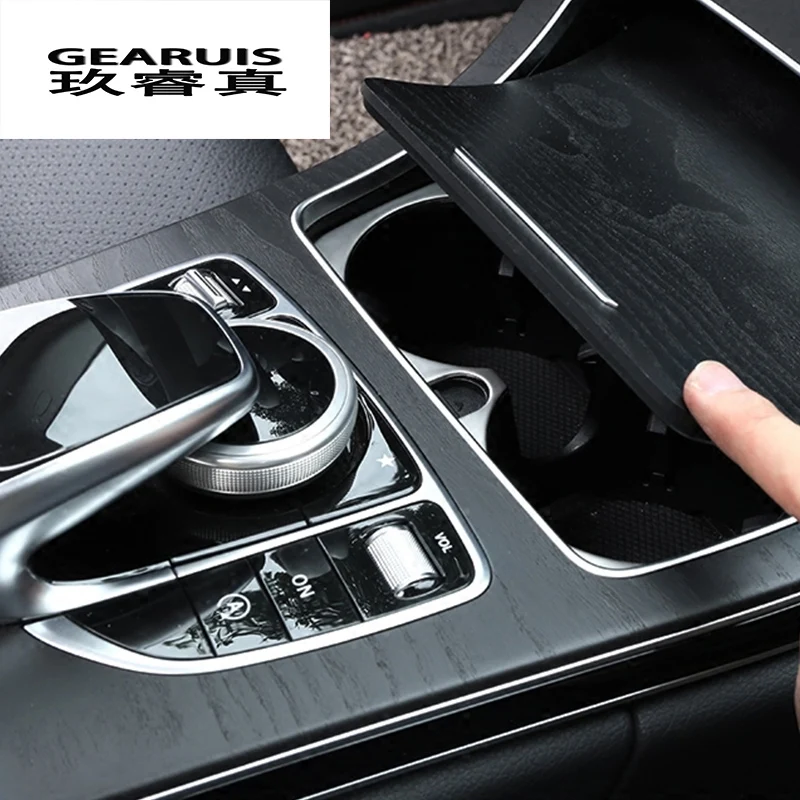 Car Styling Water Cup Holder Frame Trim Sticker For Mercedes Benz C Class W205 C180 C200 C300 GLC Interior Auto Accessories | Автомобили и