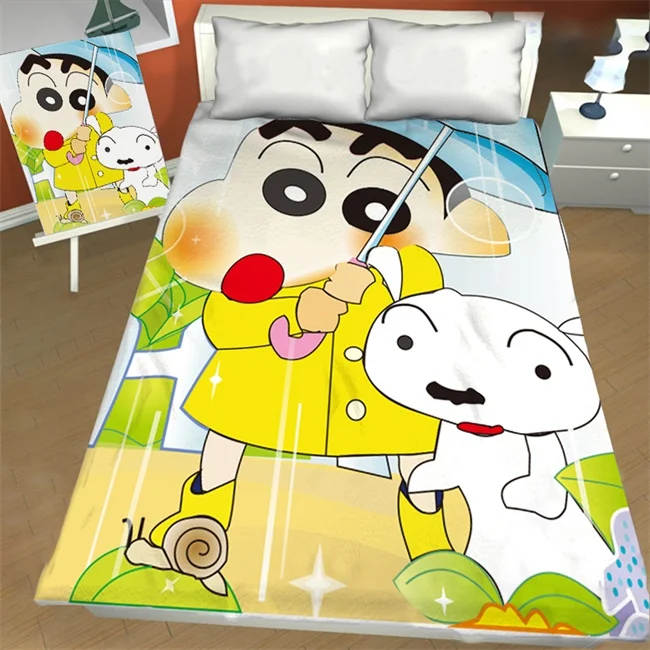 Милая аниме печать Crayon Shin-chan Mario гладкая простынь Твин Полный Королева Король Размер Дети Спальня Декор в общежитии мультфильм тканевые простыни
