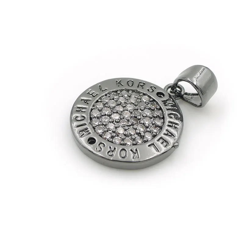 Black 16*14*2 мм Micro Pave Clear CZ круглое очарование подходит для мужчин и женщин делая ожерелья ювелирные изделия - Окраска металла: Black