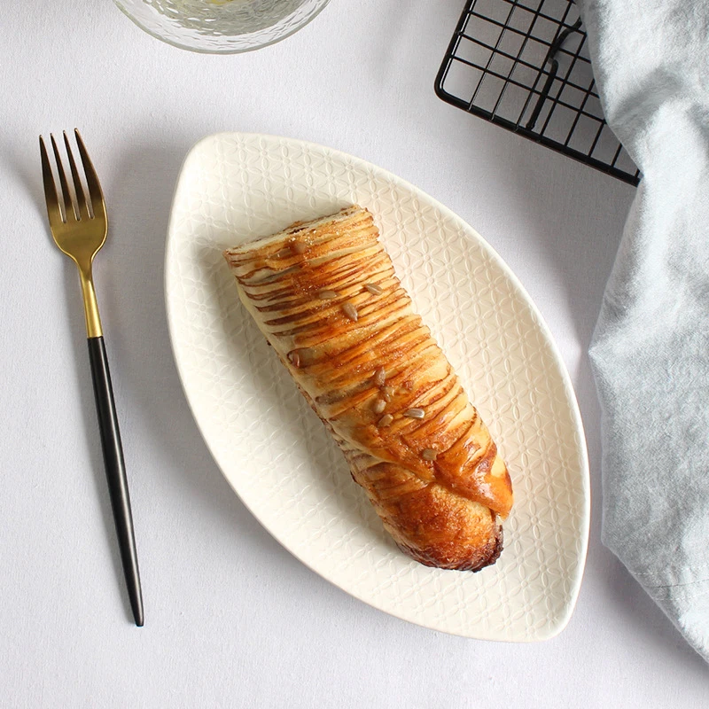 Обеденная тарелка керамическая форма листа лоток матовая печать плато Суши