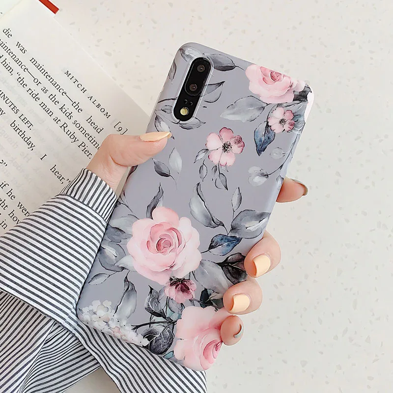 Grey Чехол для телефона LOVECOM для huawei mate 30 Lite P20 P30 Pro Lite mate 20 Lite Pro винтажный красивый цветок мягкий IMD полный корпус задняя крышка - Цвет: Grey