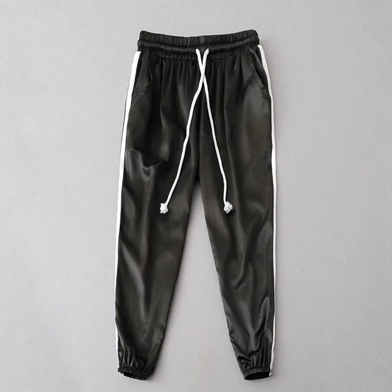 

2017 Spring summer new hot style casual trousers women loose slim high waist drawstring harem pants fashion silk piece pants