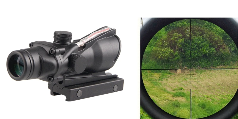 Тактический охотничий прицел оптический прицел страйкбол ACOG 4X32 страйкбол прицел настоящий зеленый красный волоконный прицел для стрельбы 6-0006