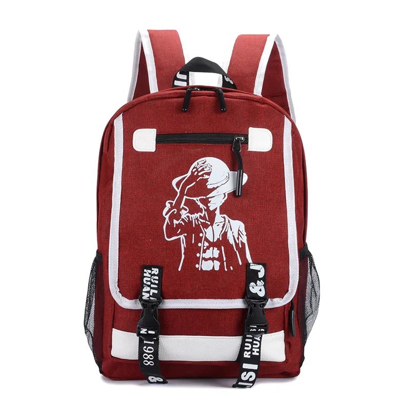 red Японский Аниме one piece Luffy подростковый рюкзак, рюкзак Harajuku, холщовая Студенческая школьная сумка, рюкзак, школьный рюкзак, сумка для книг - Цвет: red