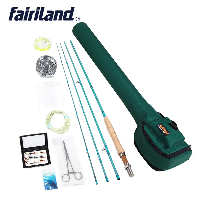 

Fly Fishing set 3/4 Starter kit, 2.7m carbon fishing rod , 80mm aluminum fishing reel, fly fishing accessories with rod case bag