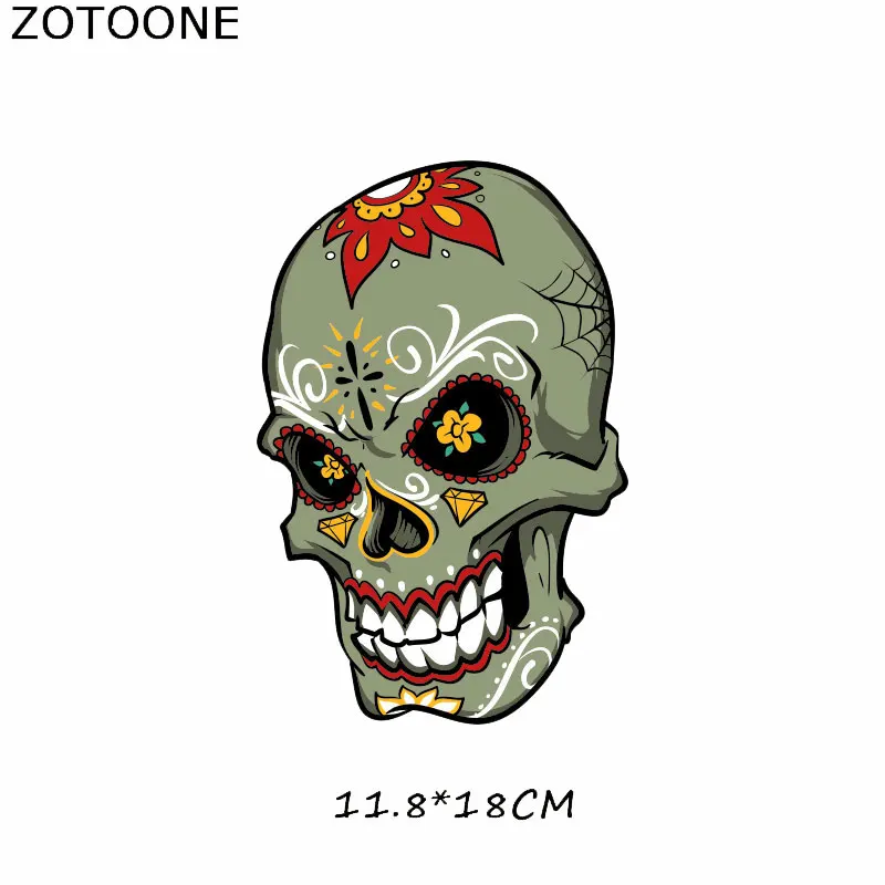 Нашивки ZOTOONE с черепом в стиле Хэллоуин термотрансферные моющиеся аксессуары