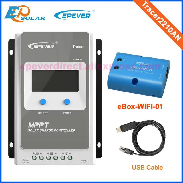 Tracer 2210AN MPPT 20A 12 V 24 V Контроллер заряда солнечной батареи автоматический переключатель ЖК-панели солнечной батареи регулятор заряда макс 520 W - Цвет: with WIFI and USB