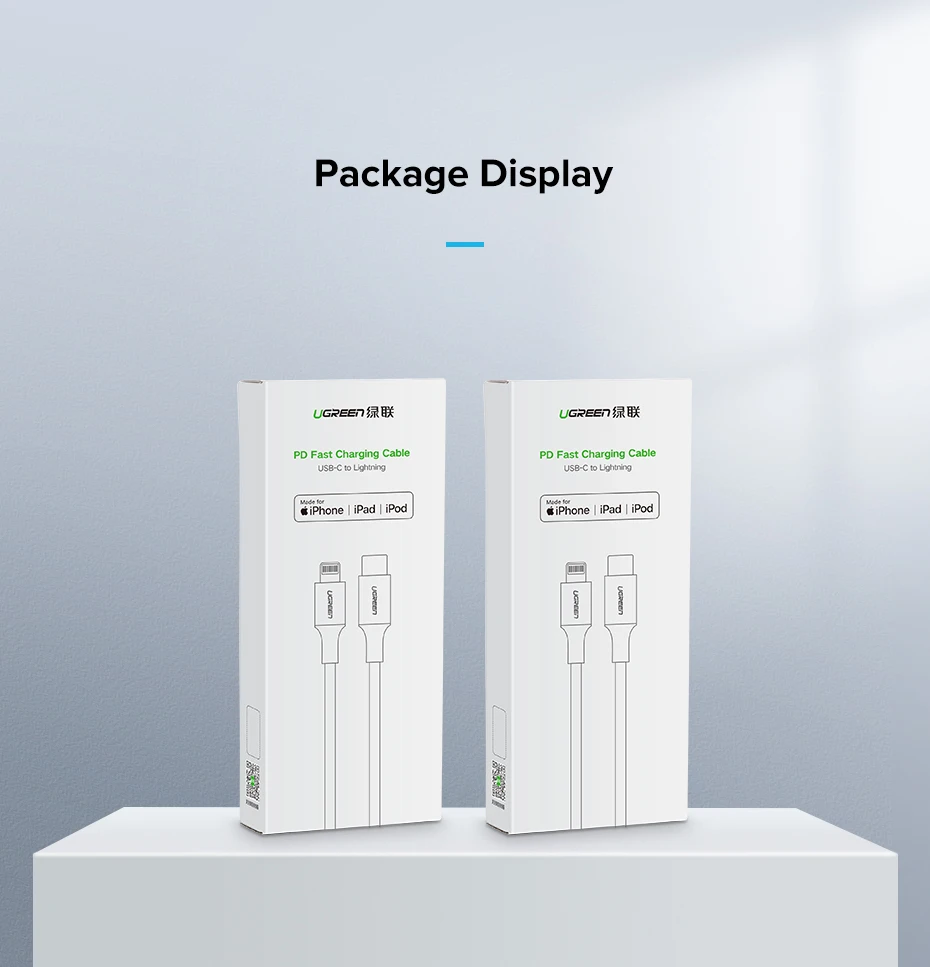 Ugreen MFI сертифицированный usb c к lightning зарядный кабель для iPhone xs max xr x 8 7 6s plus 5 ipad pro PD кабель быстрое зарядное устройство короткое