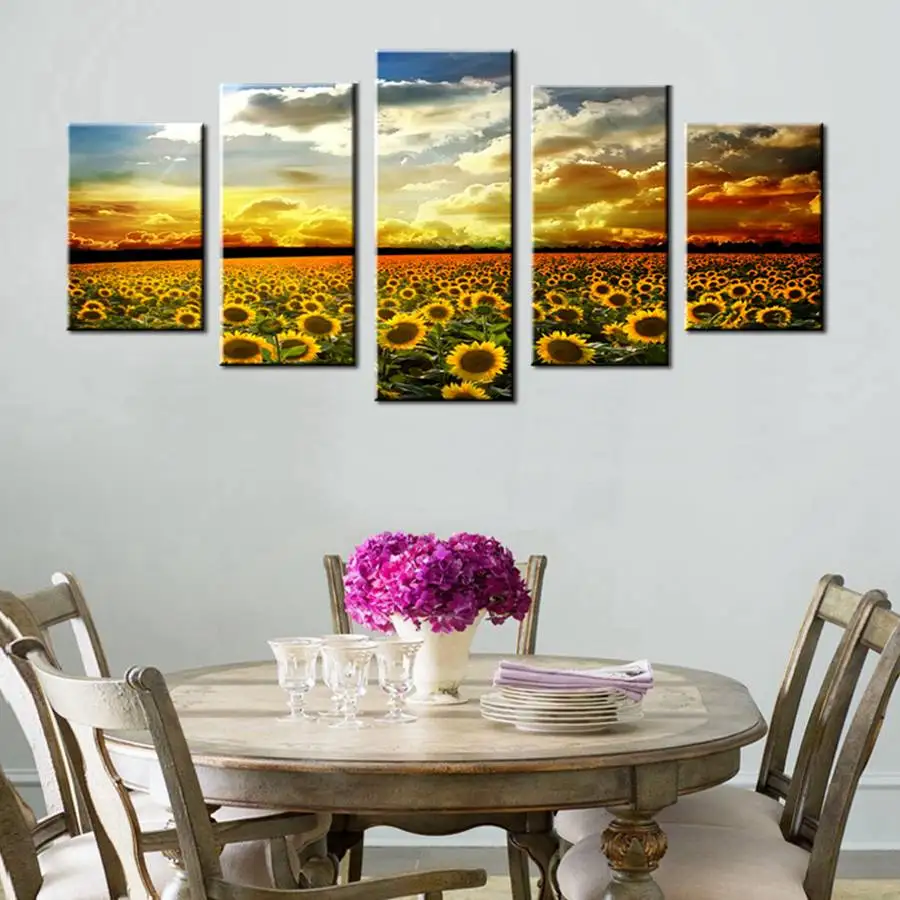 Подсолнухи современные 5 шт. росписи на холсте жикле печать художественная