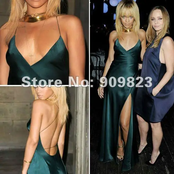 Рианна очень сексуально сексуальный стиль Low Cut V шеи открытой спиной