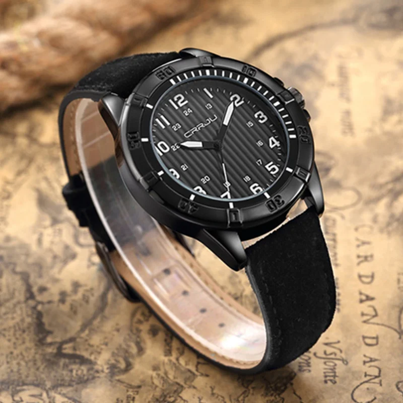 CRRJU Top Brand Luxury Sport Wrist Watch Men's Quartz Clock Leather Strap Waterproof Men Reloj Hombre | Наручные часы