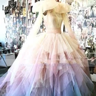 2019 шикарные радужные тюлевые платья для выпускного красочное Пышное Платье-пачка в виде шариков женское длинное платье с V-образным вырезом для вечерние