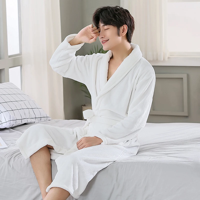 Women Pajama Зимние халаты для женщин, халат для пары, плотное теплое полотенце, фланелевая кашемировая Мужская одежда для сна, Длинный мягкий халат, ночная рубашка, кимоно, халаты - Цвет: Women Pajama