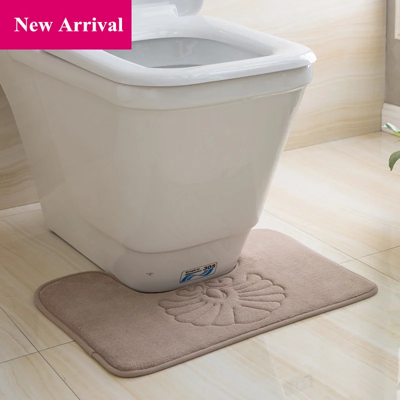 Недорогие разноцветные U образные водопоглощающие утолщенные коврики для ванной