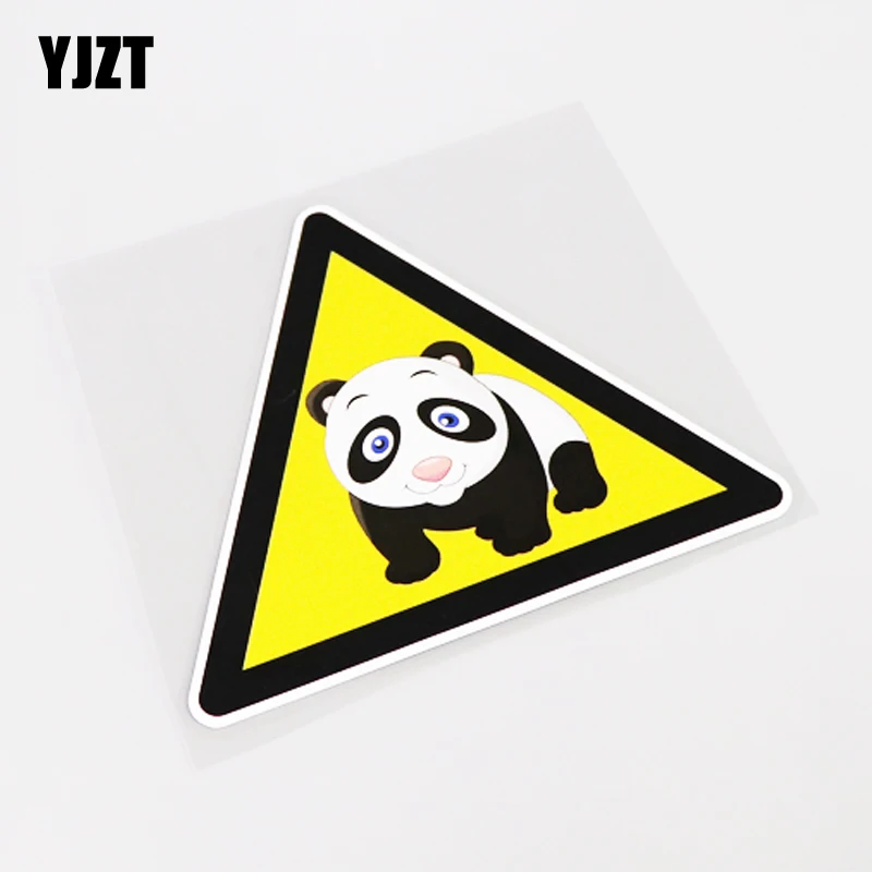 

YJZT 13.8CM*11.5CM Cartoon Fun Panda Warning Mark Decoration Car Sticker Decal PVC Graphical 13-0944
