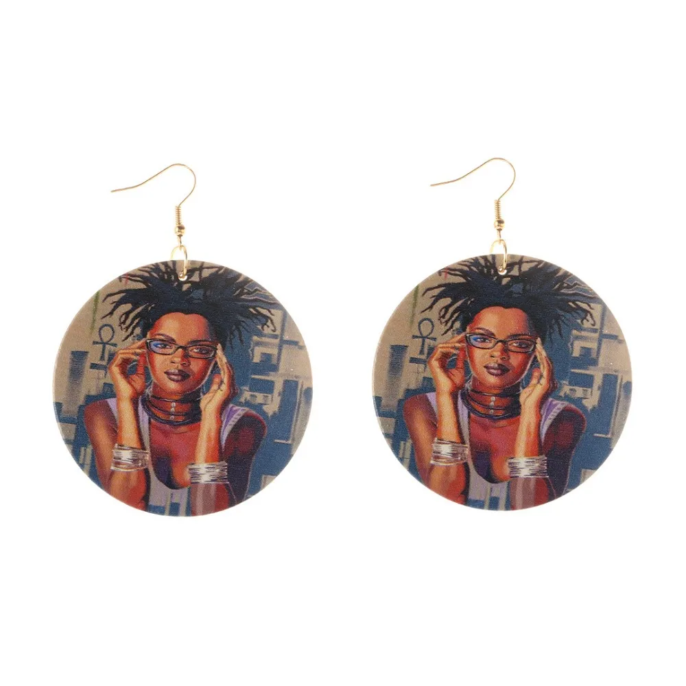 Африканские женские серьги подвески с деревянным принтом модные ювелирные