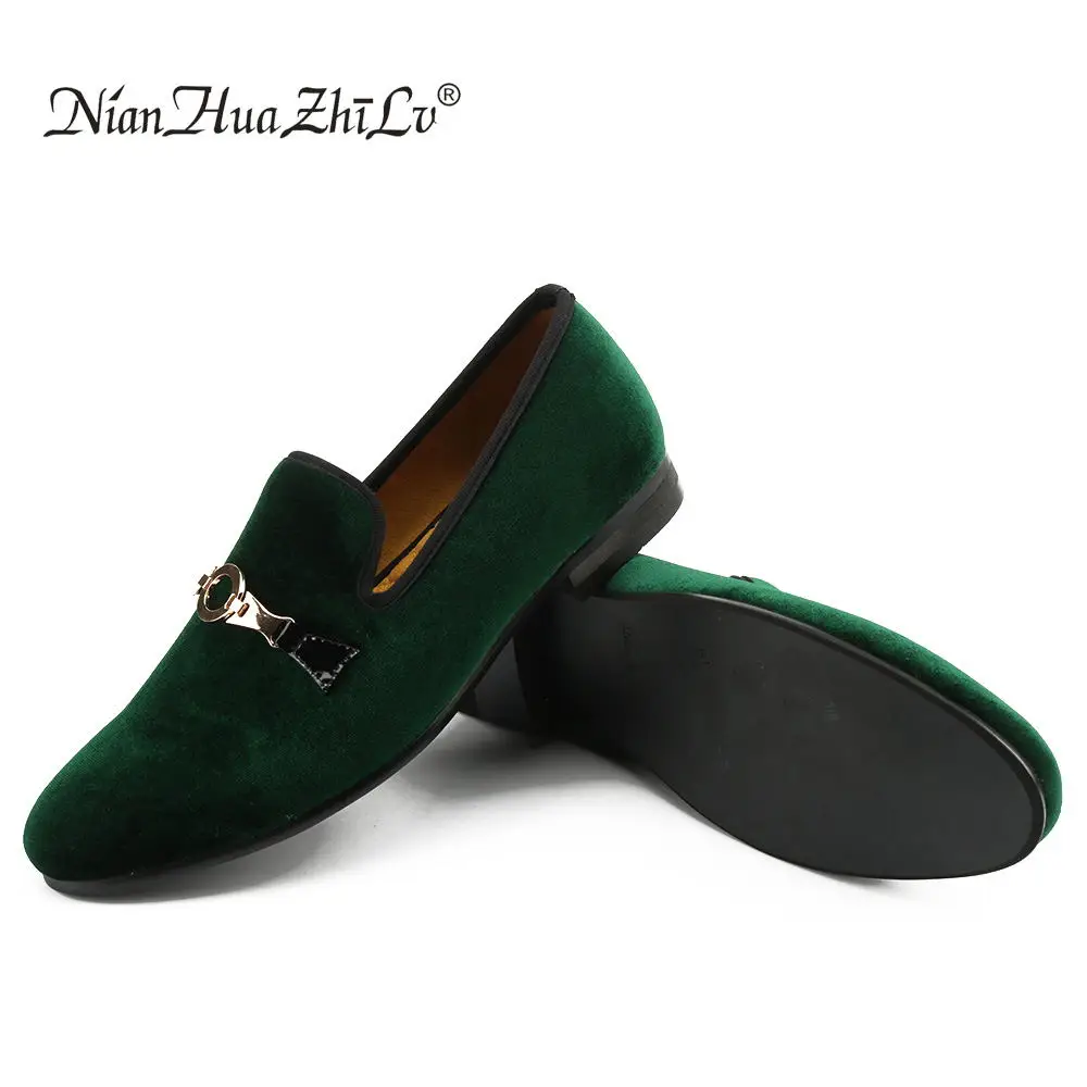 New style men velvet loafers party Slip-on wedding shoes European and American gold buckle men's casual | Обувь