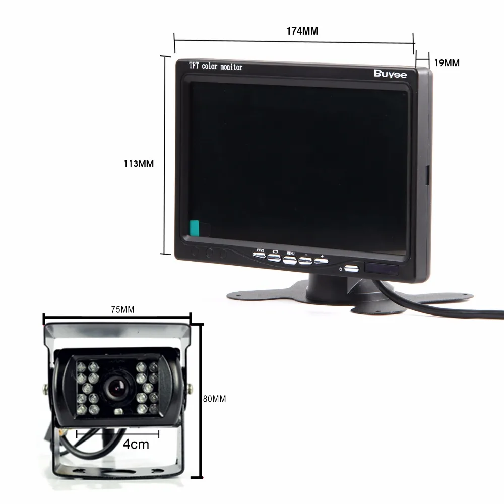 Buyee 18 LED IR Автомобильная задняя камера заднего вида + 7-дюймовый TFT LCD цифровой цветной монитор заднего вида для грузовика.