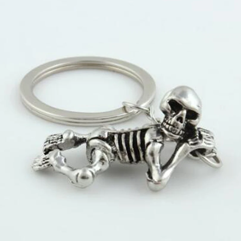 Металлический брелок с подвеской в виде черепа из цинкового сплава для