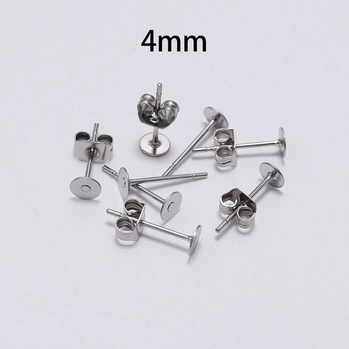 4mm 100 шт./лот, 3, 4, 5, 6, 8, 10, 12 мм, нержавеющая сталь, пустая стойка, серьги, шпильки с серьгами, штепсельные принадлежности для изготовления ювелирных изделий своими руками - Цвет: 4mm