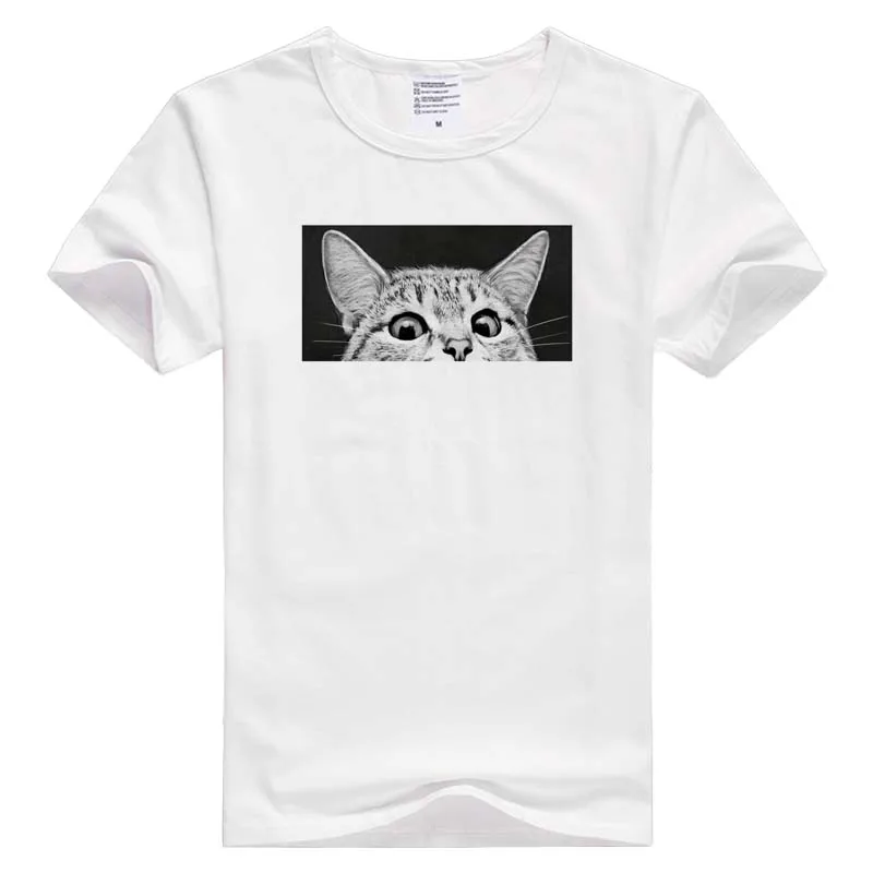 Повседневная мужская и женская футболка Voyeur cat meow с коротким рукавом удобная